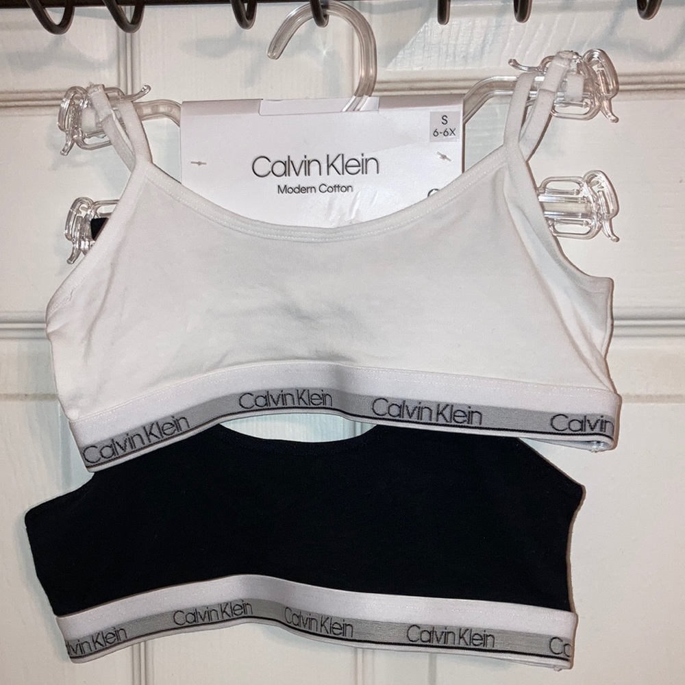 NWT Girls 2 pack Calvin Klein Modern Cotton Bralettes S MSRP $26